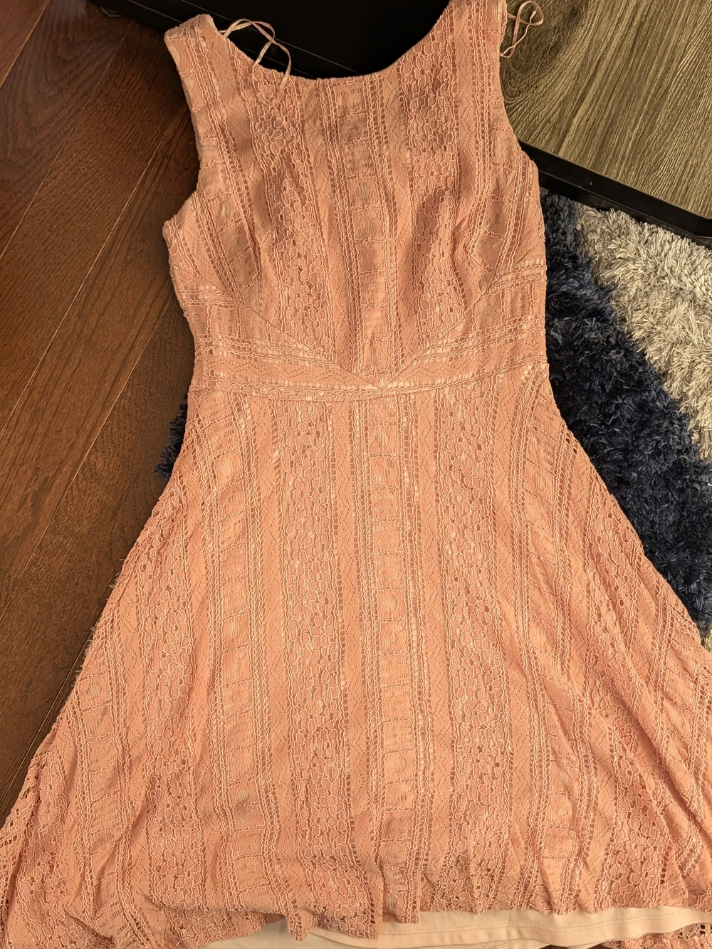 Sleeveless Peach Lace Fit & Flare Dress